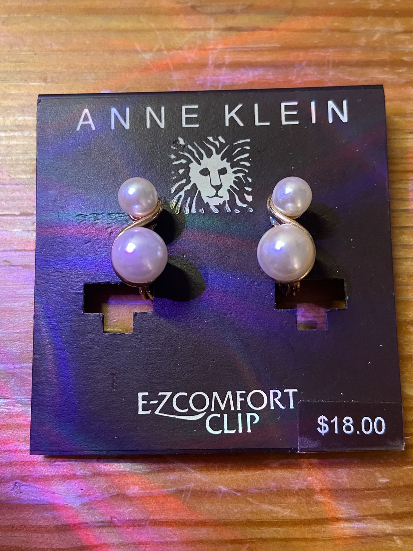 Anne Klein Faux Pearl Clip on Double Drop Earrings