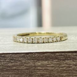 14k Yellow Gold Ladies Natural Diamond Halfway Eternity Band 