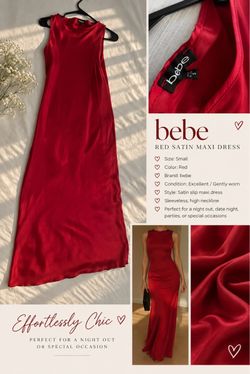 ❤️ bebe Red Satin Maxi Dress | Size Small
