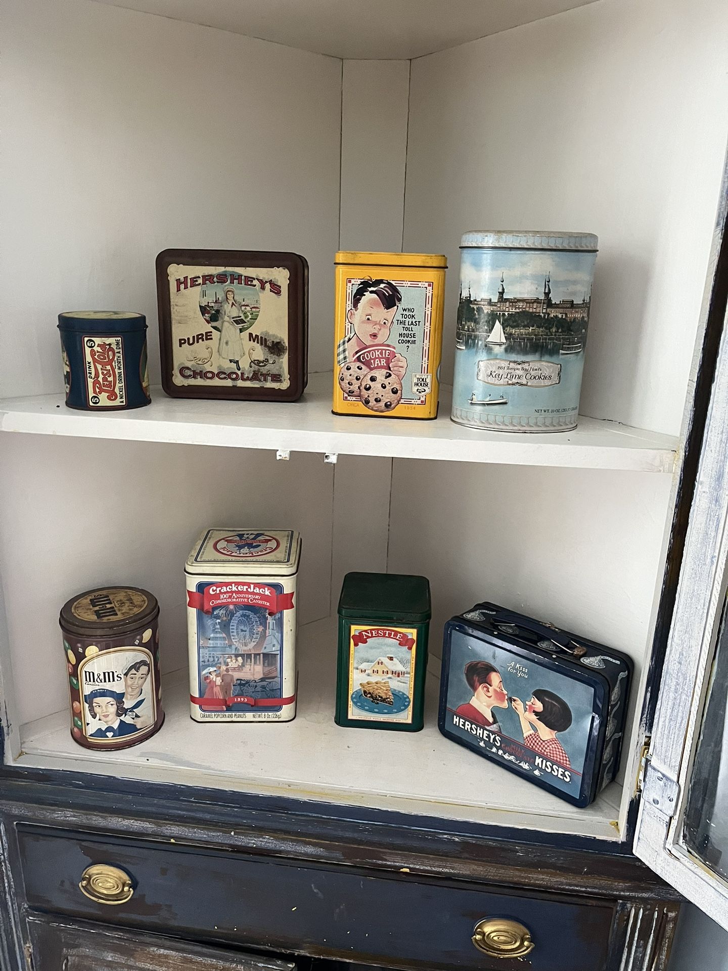 Antique Metal Snacks Boxes and a Lunch Box