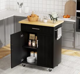 Kitchen Island on Wheels with Storage Cabinet Kitchen Cart Cabinet with Shelves 26 inches