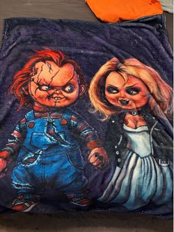 Chucky & Tiffany Child's Play Horror Throw Blanket 50x60 Polyester Machine Wash