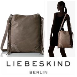 Liebeskind Berlin Tokio F7 Fringe Leather Hobo Shoulder Bag in Rhino Brown