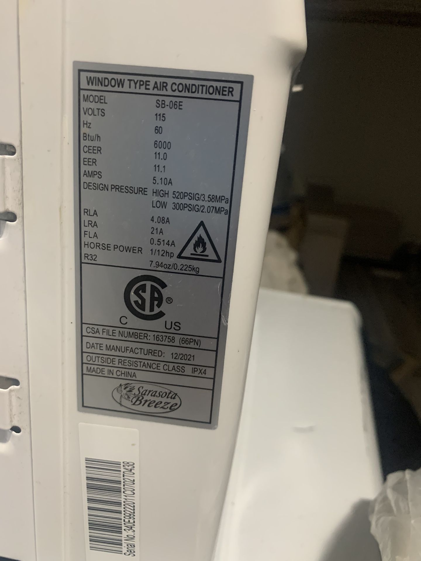 Sarasota Breeze Window Air Conditioner
