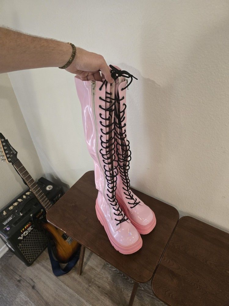 Pink Rave Boots
