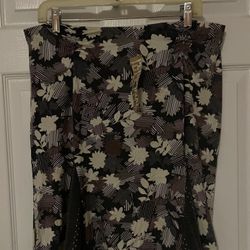 New Gray Floral Knit Skirt Size XL (15)