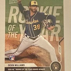 2020 Topps Now Devin Williams Rookie of the Year - Yankees 