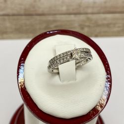 Beautiful 14K White Solid Gold And Diamond Women's Wedding Ring And Band Set!!!!