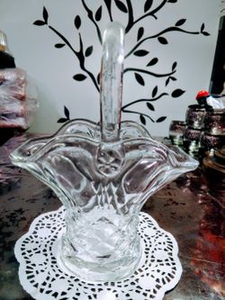 Vintage Glass Basket With Handle