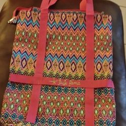 LULI FAMA MIAMI TOTE LARGE CANVAS ZIPPERED TOTE BAG