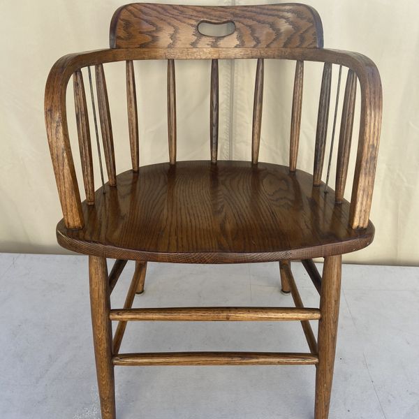 Vintage Boling Chair Co. Solid Oak Firehouse Captains Chair for Sale in