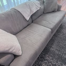 Grey Two Cushion 7ft Long Couch For Sale
