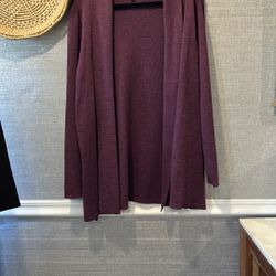 Eileen Fisher Purple Cardigan Sweater Long Knit