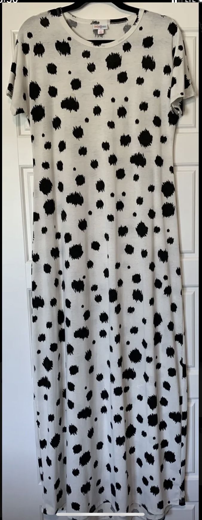 Lularoe Maria Style, Floor Length Dress, White & Black Color, Size Small, NWOT!