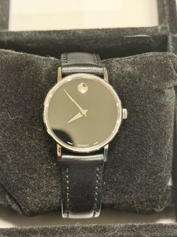 Movado Leather band black, woman watch.