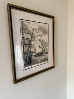 Ship picture wall decor, framed art