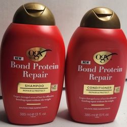 OGX Repair and Protect Bond Protein Repair Shampoo & Conditioner, 13 fl. oz