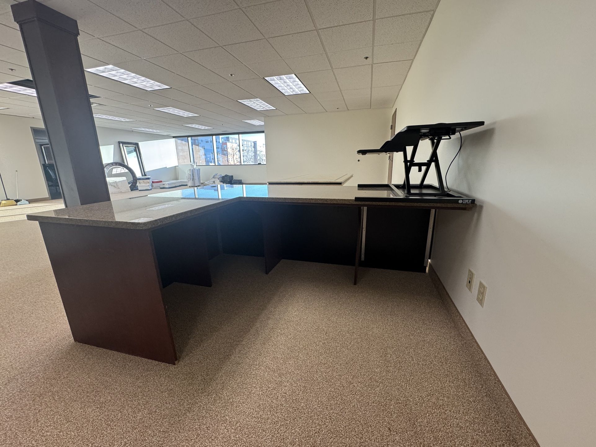 L-Shape Desk With Granite Surface - Great Condition