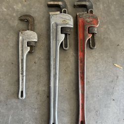 3 Rigid Pipe Wrenches 1 Aluminum 24” 1 - Steel 24” 1 Aluminum 14”