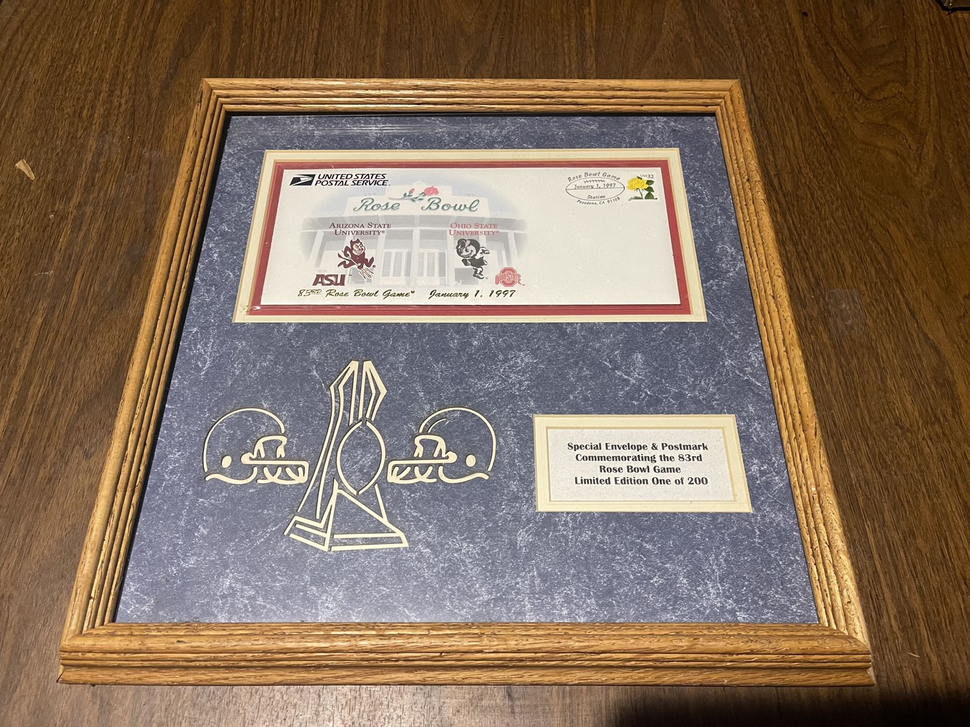 Special Envelope & Postmark Commemorating the 83rd Rose Bowl Only 200 Made-Framed