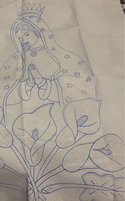 Mexican-style napkins (17.7 inches x 16.5 inches), gabardine fabric, designs featuring the Virgin and flowers.