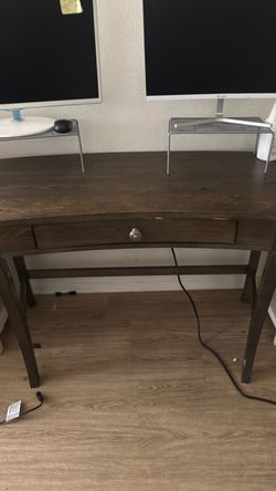 Dark Brown Wood Desk with Drawer
