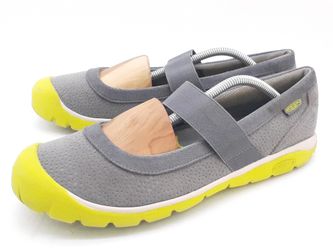 KEEN Mary Jane Elastic Slip On Flats Gray/Lime Outdoor Shoes Women's Size 10.5
