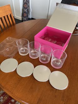 4 Glasses with Coasters Gift Set
