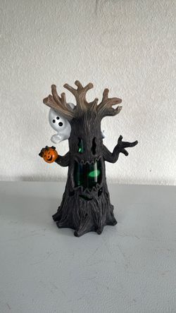 Halloween Spooky Tree Figurine with Ghost and Pumpkin
