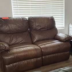 Dual Leather Recliner Loveseat