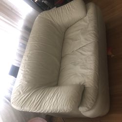 White Leather Small Love Seat 