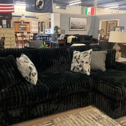 Black Fabric Sofa Chaise