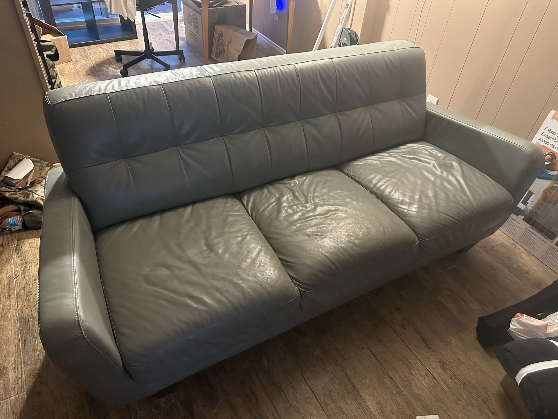 Blue Leather Couch