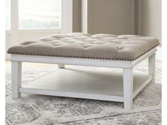 Kanwyn Whitewash Upholstered Ottoman Coffee Table