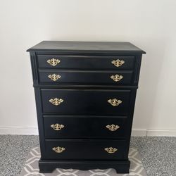 Black Dresser With Gold Handles - Refinished