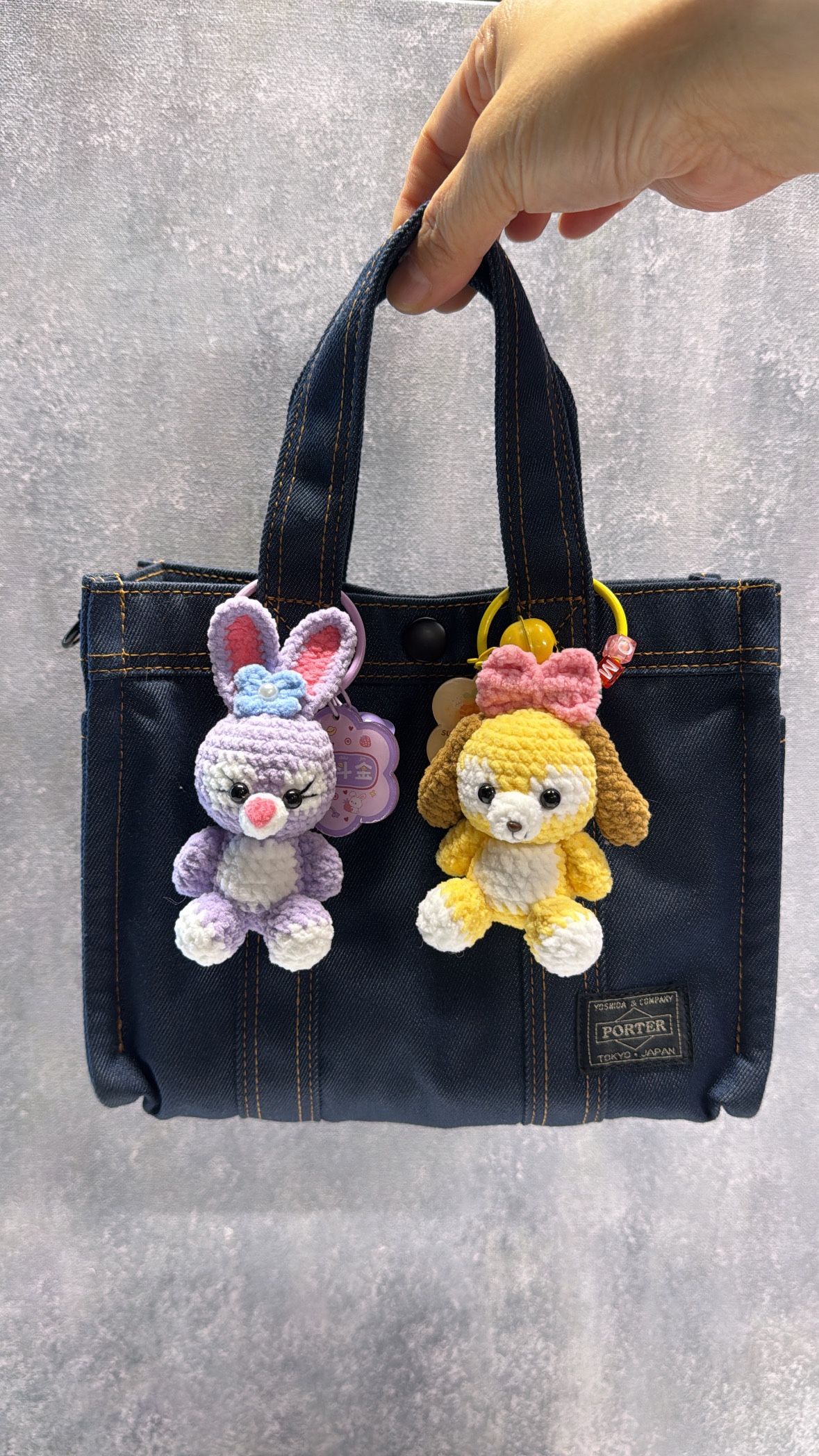 Adorable Keychains Purple And Yellow Set
