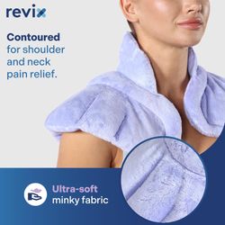 New REVIX Microwave Heating Pad for Neck Shoulders and Back Pain Relief with Moist Heat, Weighted Microwavable Heated Neck Wrap Warmer, Scented 