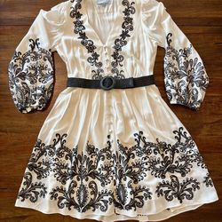 Antonio Melani Black & White Embroidered Dress