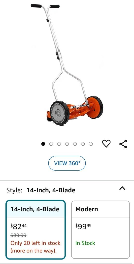 American Lawn Mower Company 1204-14 14-Inch 4-Blade Push Reel Lawn Mower