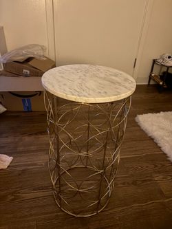 Marble & Gold Accent Side Table / Nightstand