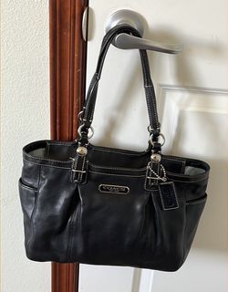 Coach black leather tote bag