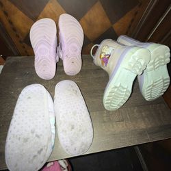 Frozen Rain Boots And Slippers W/slip Ons. Size 9 Toddlers 