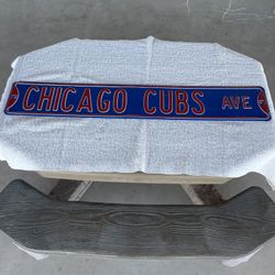 Chicago Cubs Heavy Gauge Metal Sign  - 36 Inches X 6 Inches 