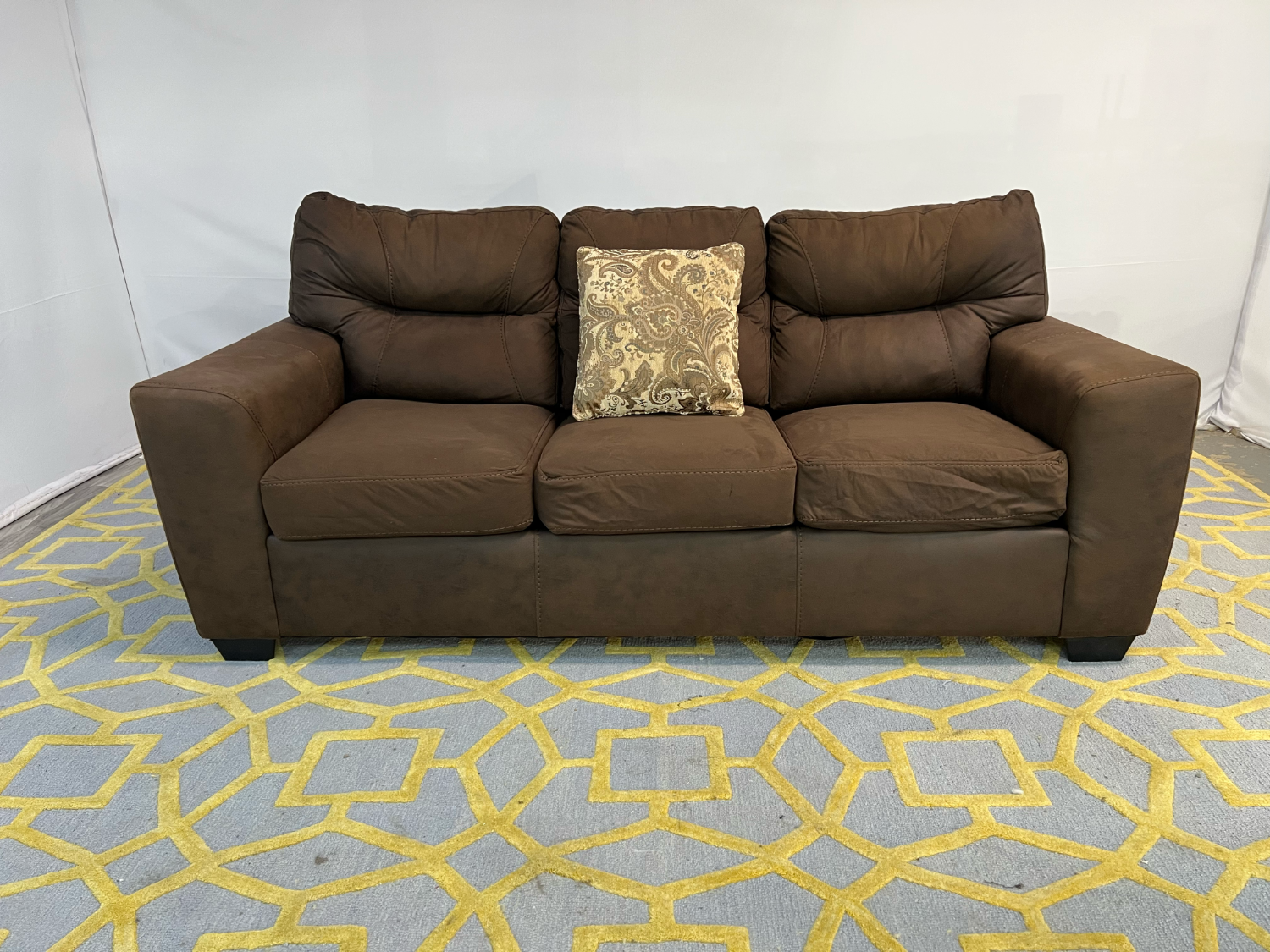 ( Delivery Available ) Ashley Dark Brown Sofa