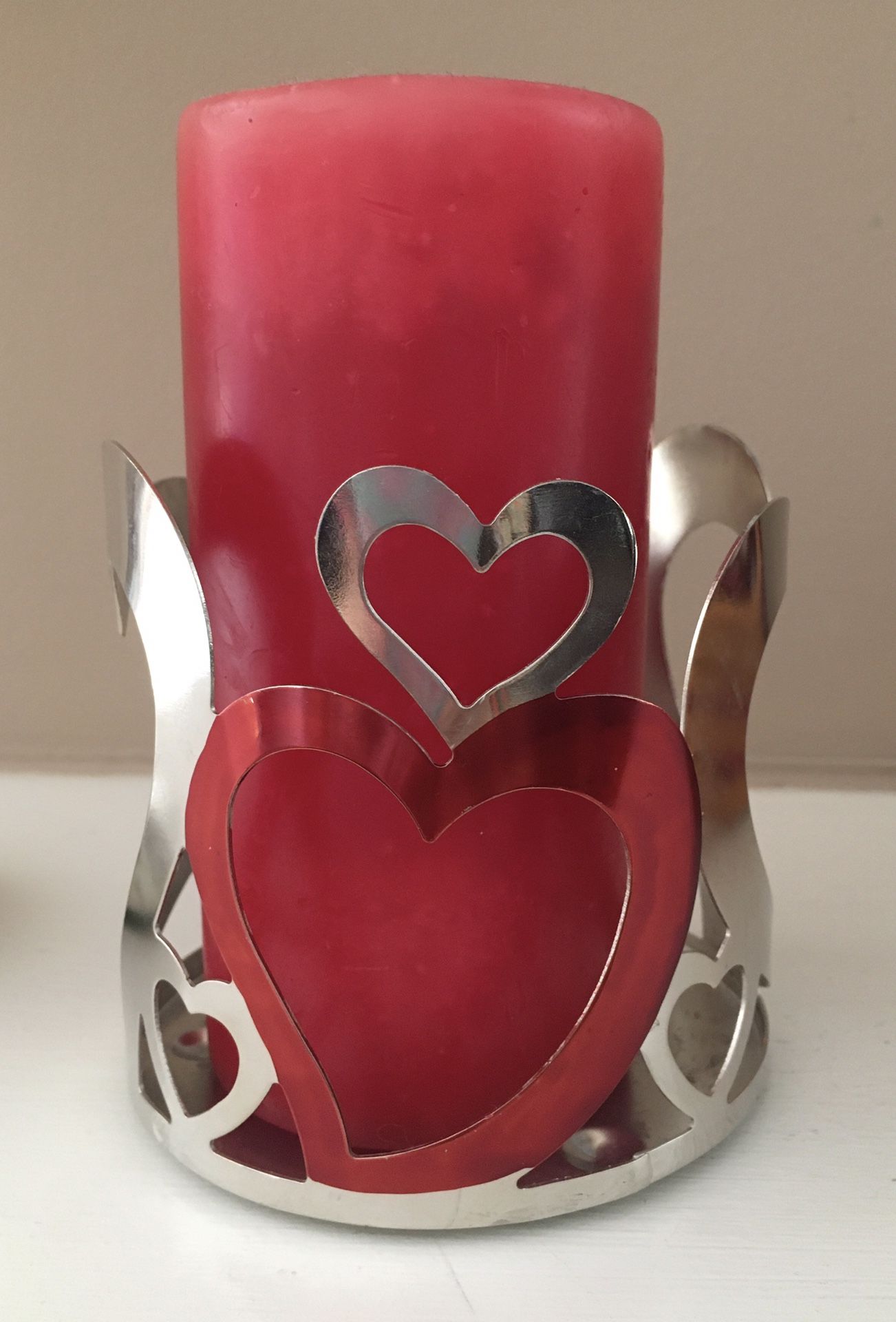 Heart Candle Holder With Red Candle 