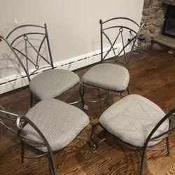 Set of 4 Elegant Metal Dining Chairs with Cushioned Seats