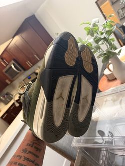 Size 13 Air Jordan 4 Olive Green Suede Sneakers (no box )