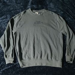 Nike Olive Teal Crewneck Sweatshirt  Embroidered Swoosh Logo Large