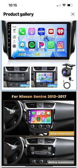 Hikity 8 core 4+64G Android 15 Car Radio for Nissan Sentra 2013-2017 Stereo, 10.1 inch Screen with Wireless CarPlay Android Auto GPS Navigation WiFi B