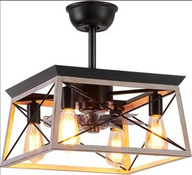 Ceiling Fan with Lights Remote Control, 6 Speeds Farmhouse Industrial Ceiling Fan, Caged Ceiling Fan with Light for Kitchen Bedroom Living Roo